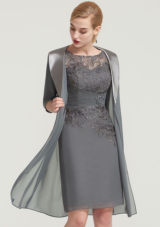 Chiffon Knee Length Half Sleeve Jacket - Jackets & Wraps - Stacees