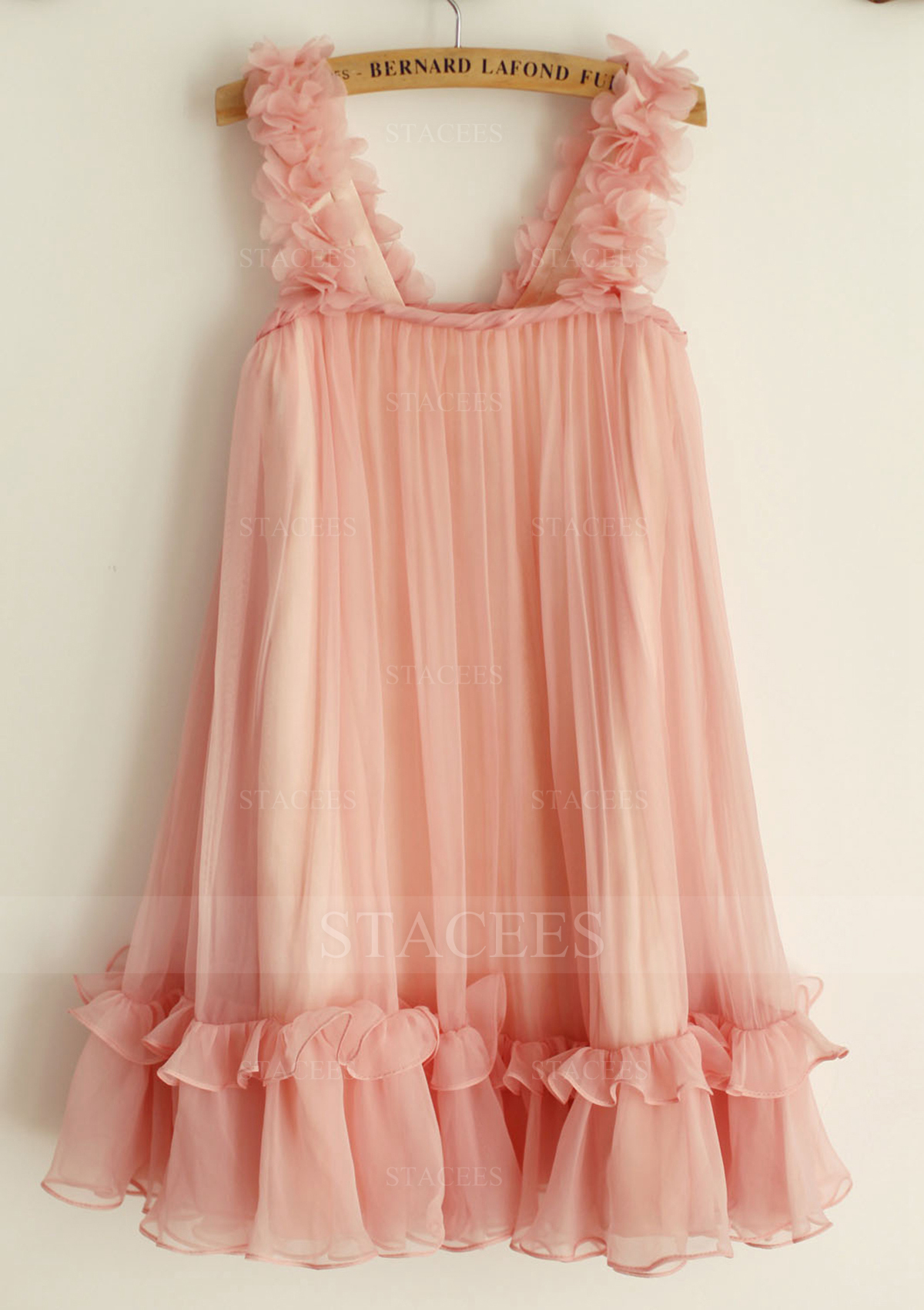 Vestido línea a/princesa escote asimétrico gasa hasta la rodilla vestido de pajecitas