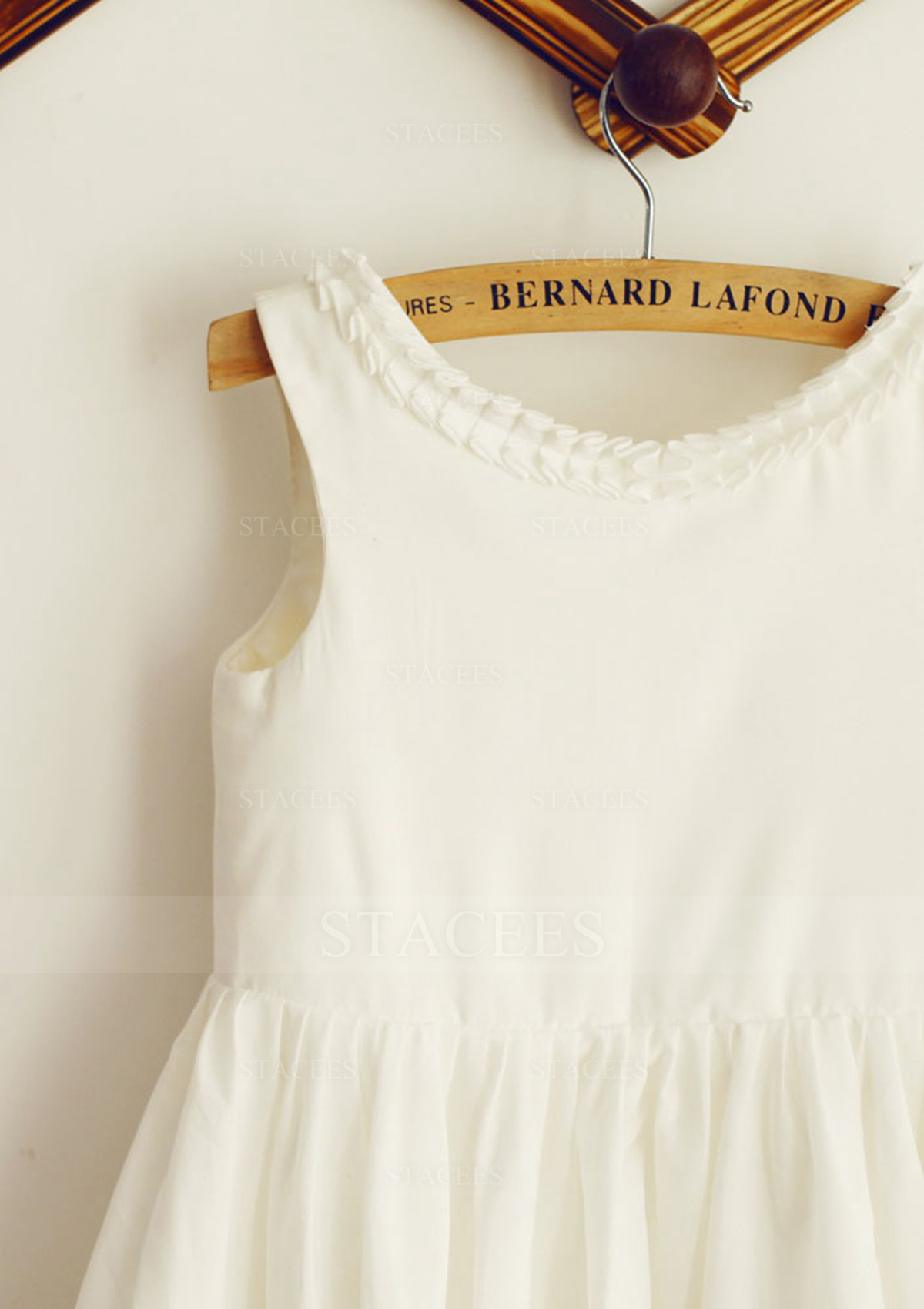 As Picture A-line/Princess Scoop Neck Knee-Length Cotton Flower Girl Dress - STACEES