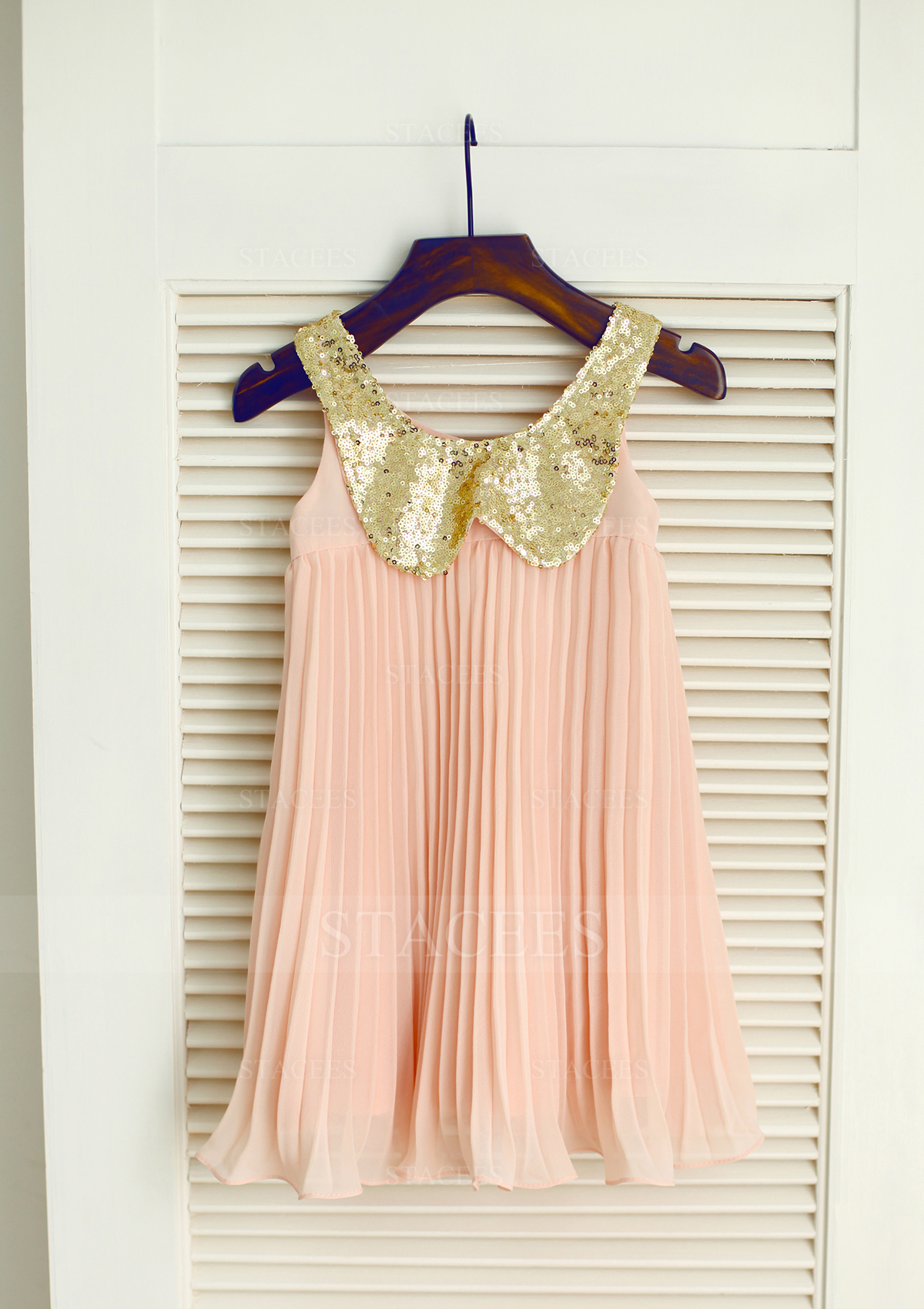 Vestido línea a/princesa escote redondo gasa lentejuelas hasta la rodilla vestido de pajecitas