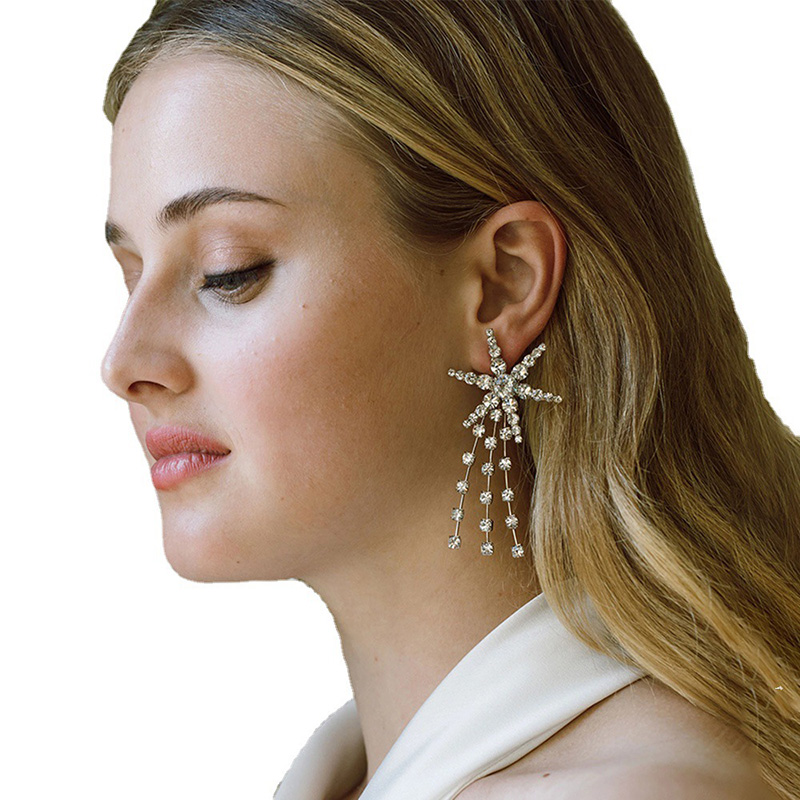 Silver Romantic Sparkling Ladies' Star Earrings - STACEES