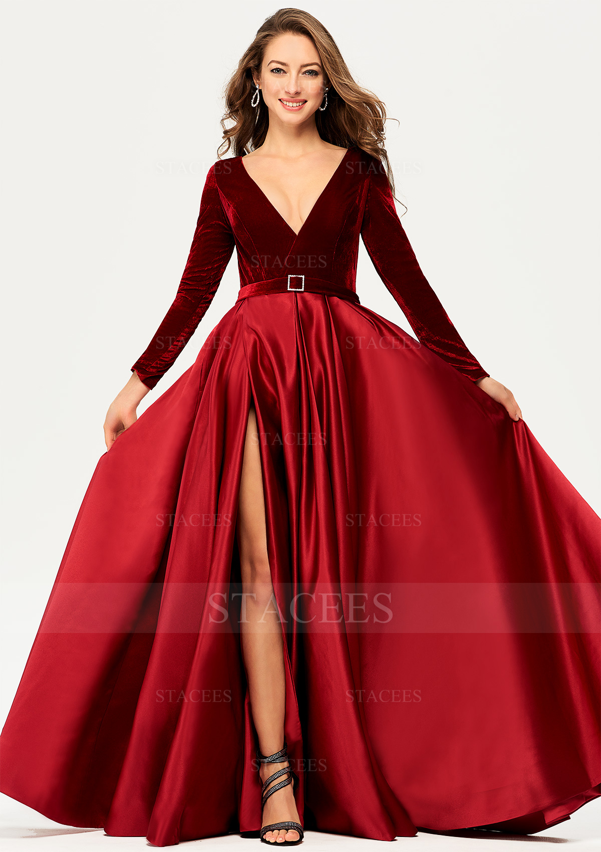 long sleeve red dress formal Wedding-Guest with Long Sleeves just choose from any cat_mesh Color:Same as in Picture Black Sneakers Outfit Women's