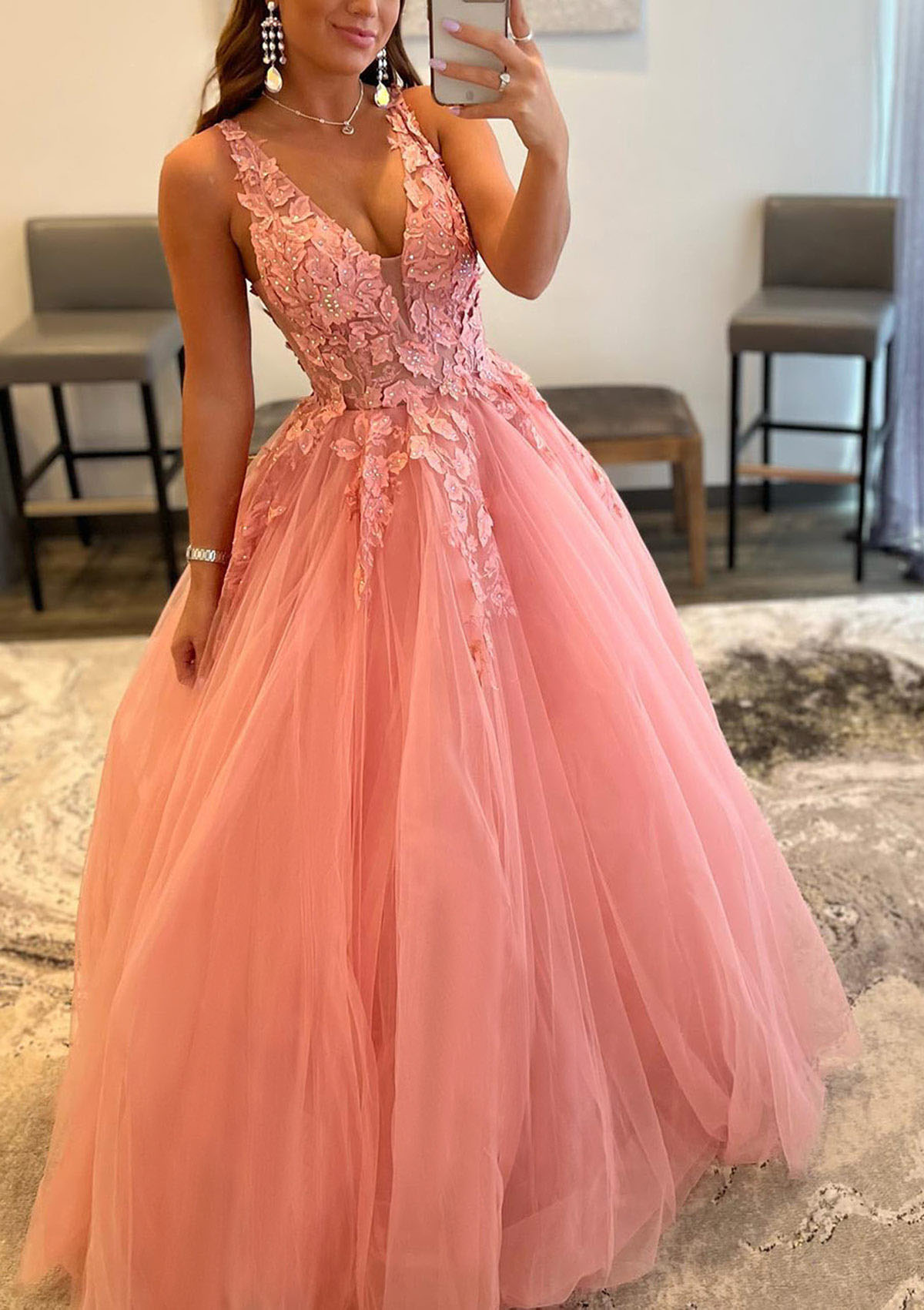 princess prom dress Princess A Line Off the Shoulder Light Pink Long Prom Dress with Ruffles Pink / 8