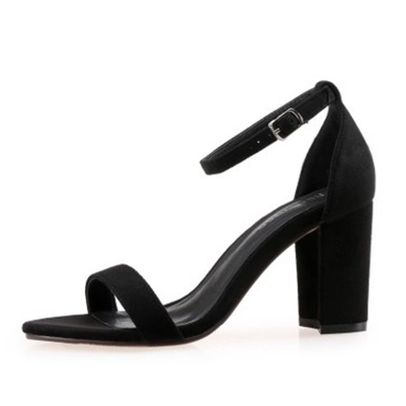 Noir Femmes suède peep toe sandales talon bottier chaussures d'extérieur - STACEES