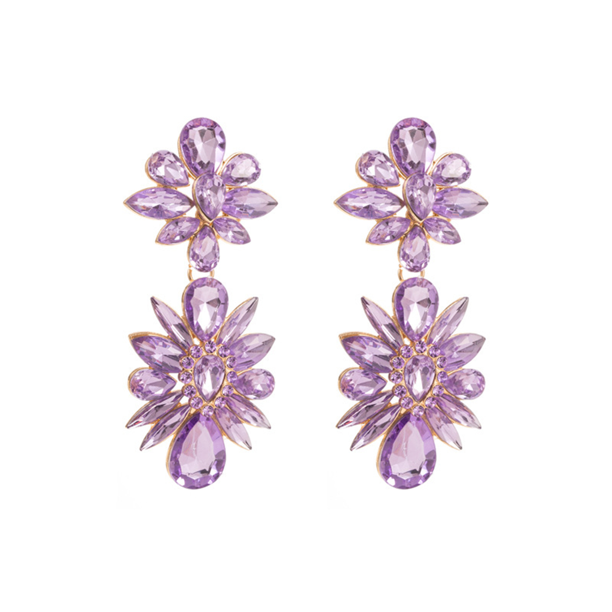 Purple Bohemian Magnificent Girls' Earrings with Rhinestone
