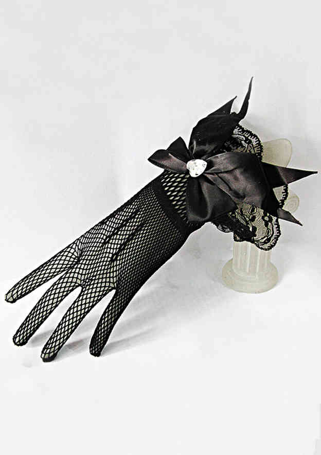 Length Net Wrist Bridal/Wedding Gloves With Bowknot Fingertips