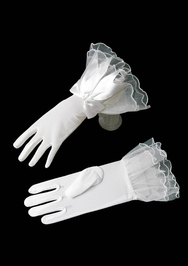 Guantes de novia/boda de satén con lazo en la punta de los dedos