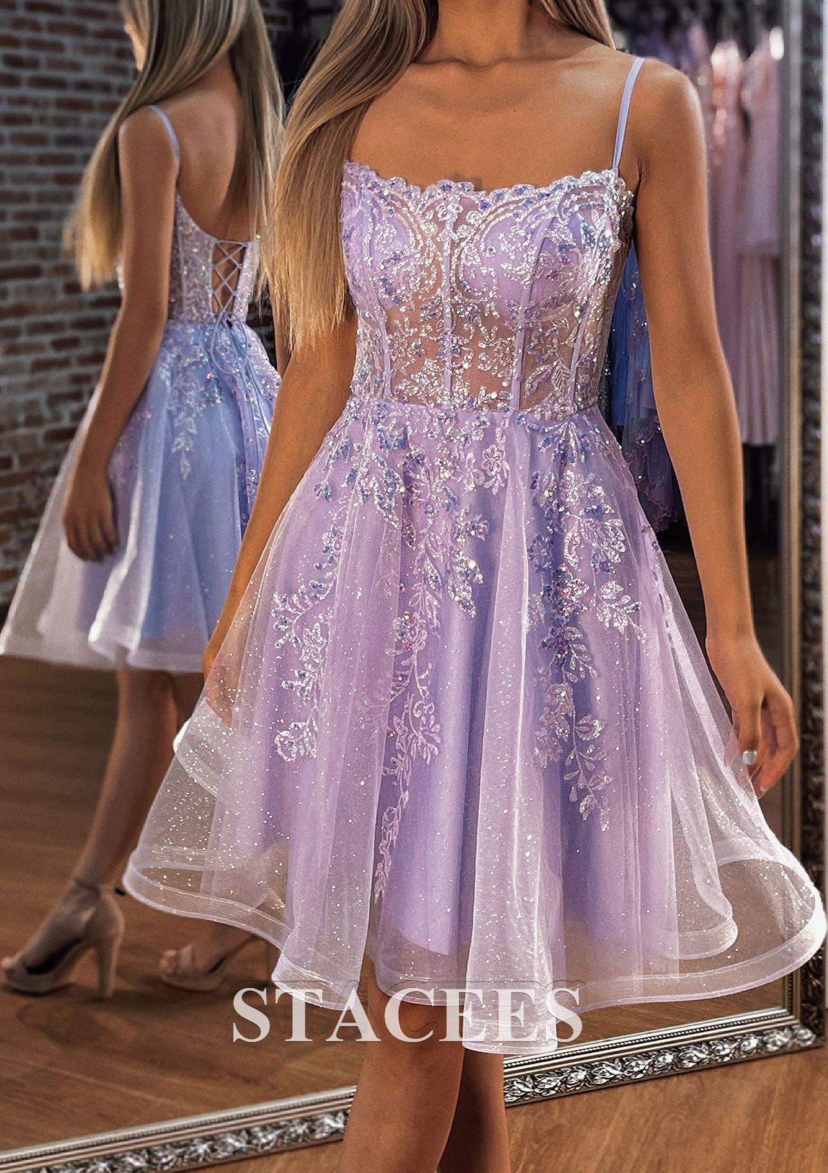 mini purple hoco dresses Purple Sequin A-line Short Homecoming Dress Purple / US 12