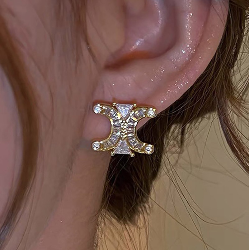 Gold Charming Romantic Shining Girls' Earrings with Cubic Zirconia - STACEES