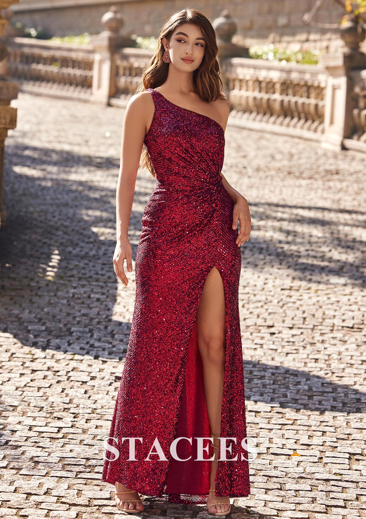 red one shoulder prom dress ZAPAKA Women Red Cut Out Prom Dress Mermaid One Shoulder Formal Dress with Beading, Red / US14