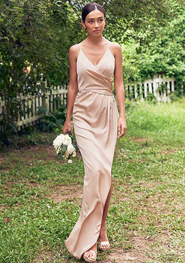 a-line sweetheart floor length tiered chiffon bridesmaid dress A-line Sweetheart Ruffle Tiered Chiffon Floor-Length Bridesmaid Dress with Slit S6032B - Bridesmaid Dresses
