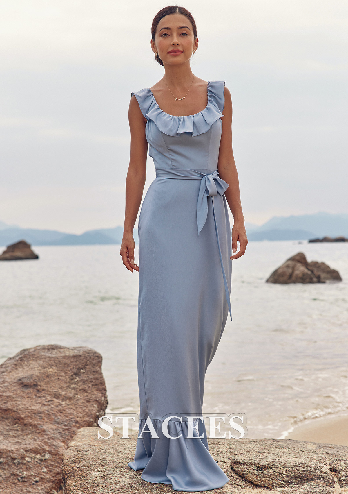 crepe-back satin scoop tank bridesmaid dress Cowl Back Crepe Bridesmaid Dress