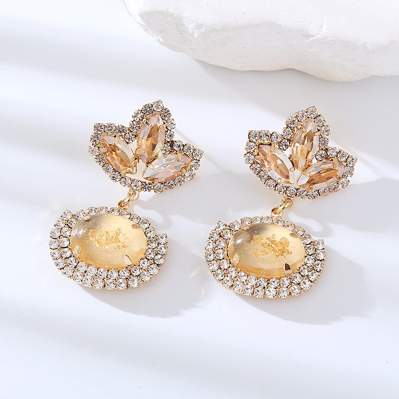 Gold Exquisite Gorgeous Girls' Alloy Earrings with Rhinestone - STACEES