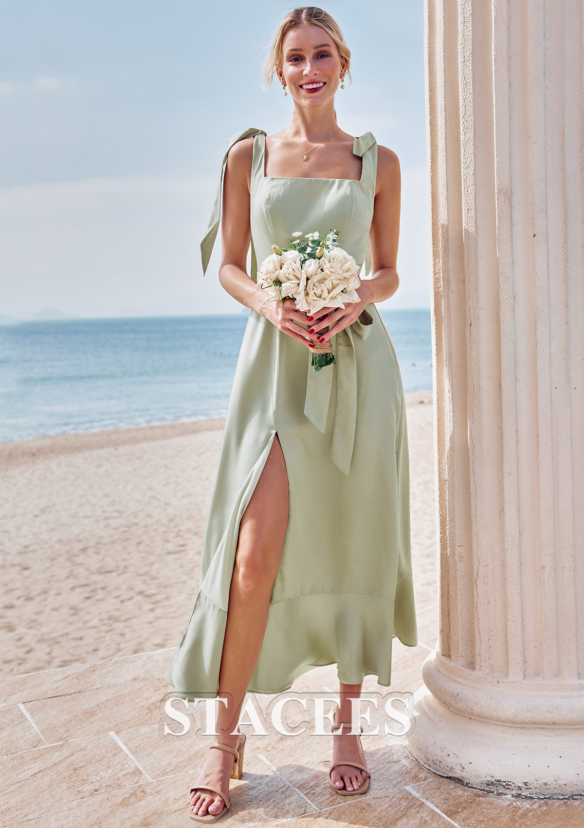 square neck satin bridesmaid dress Square Neck Crepe Bridesmaid Dress