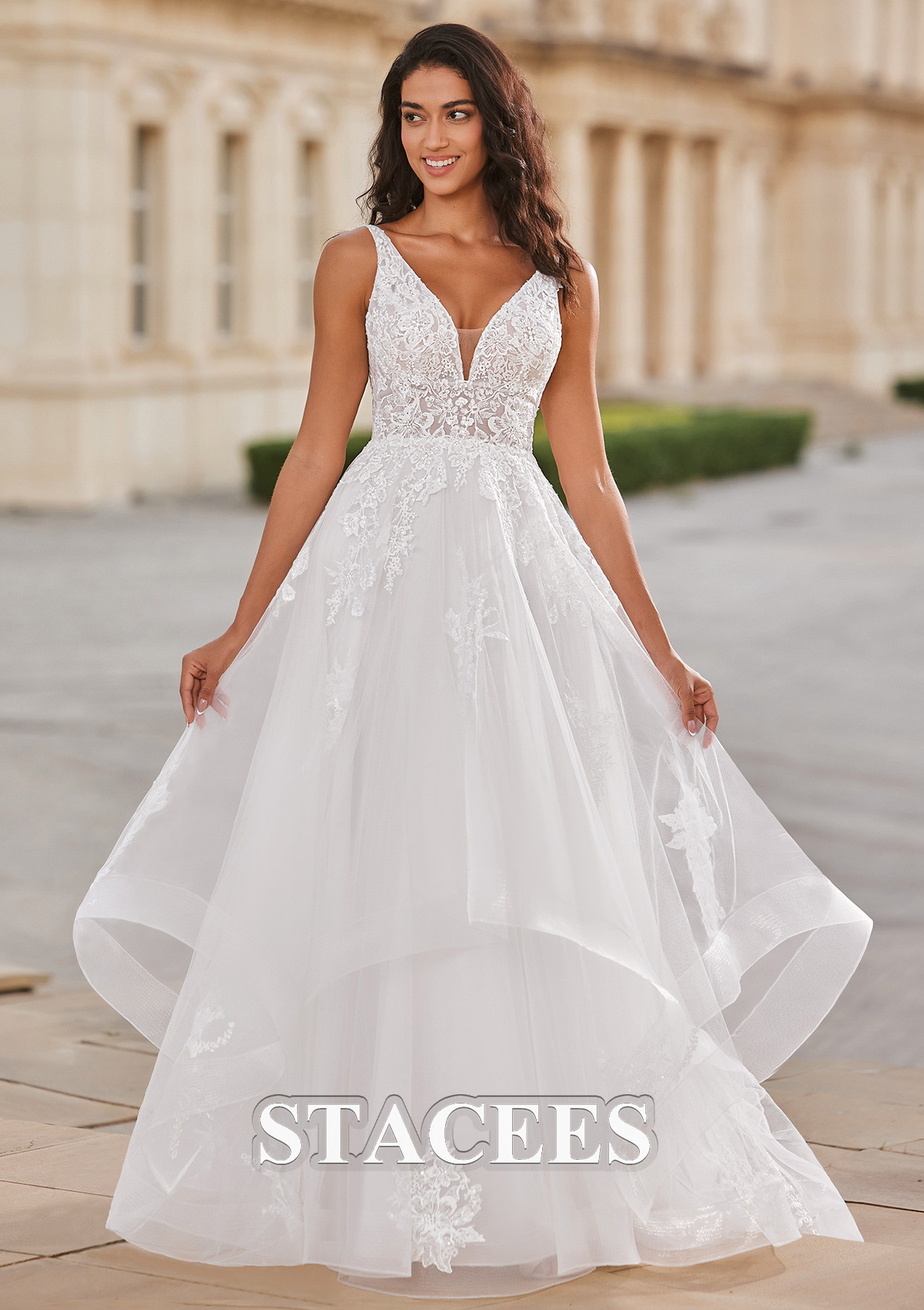 a line wedding dresses with train A Line V neck Sparkly Wedding Dresses Cathedral Train Lace Wedding Gow   SELINADRESS