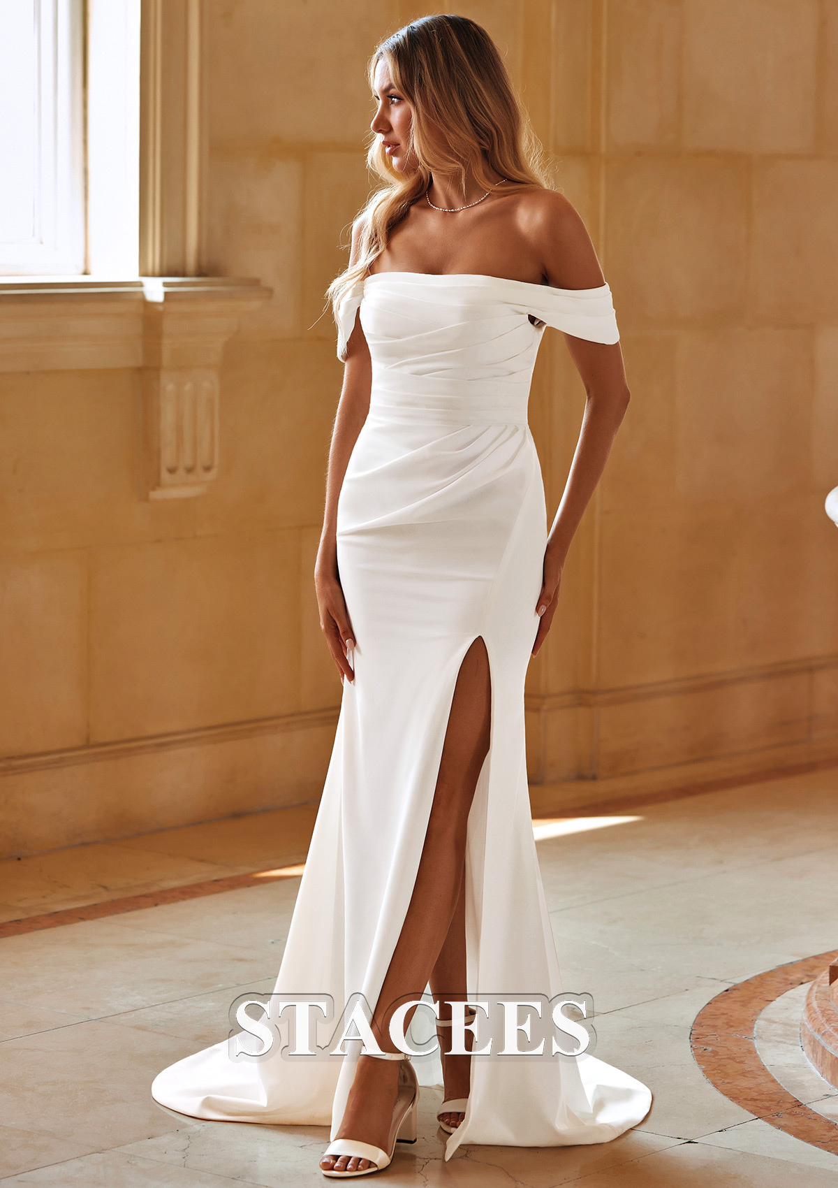 trumpet mermaid off the shoulder dress Trumpet/Mermaid Off-the-Shoulder Lace Court Train Wedding Dress S3048W - Wedding Dresses