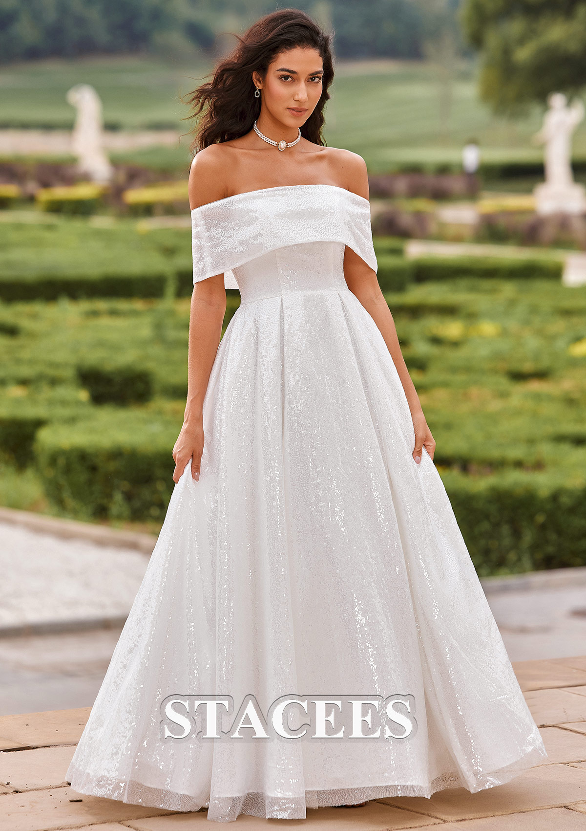 off shoulder princess wedding dress Princess Wedding Dress with Off-the-Shoulder Sleeves