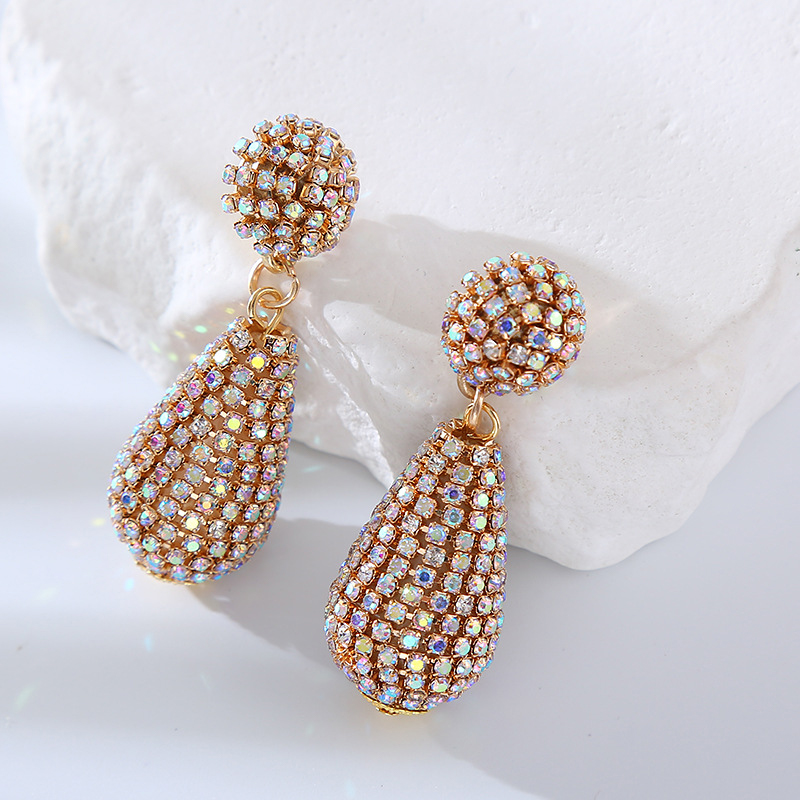 Gold Attractive Luxurious Girls' Alloy Rhinestones Earrings - STACEES