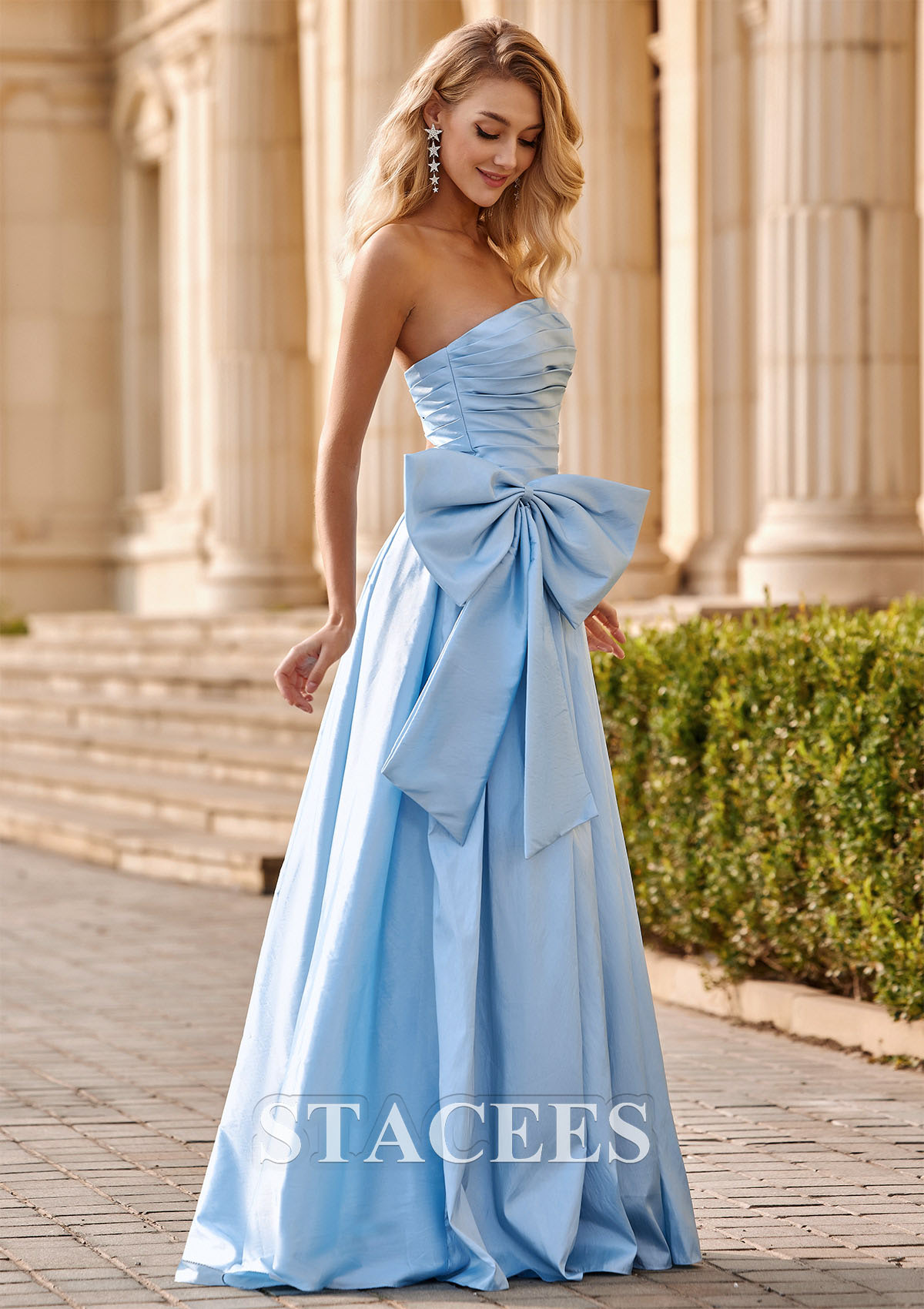 light blue dress with bow Back Bow Dress in Blue