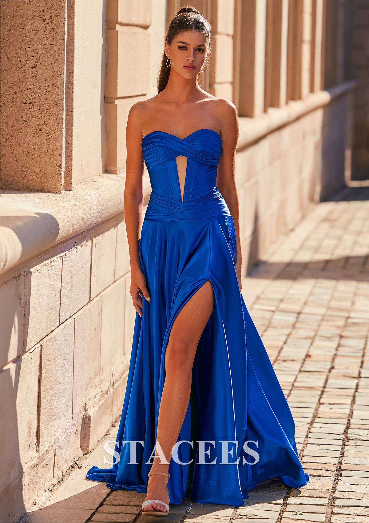 cut out a line dress Sullivan A-line Cut-Out Polyester Floor Length Dress