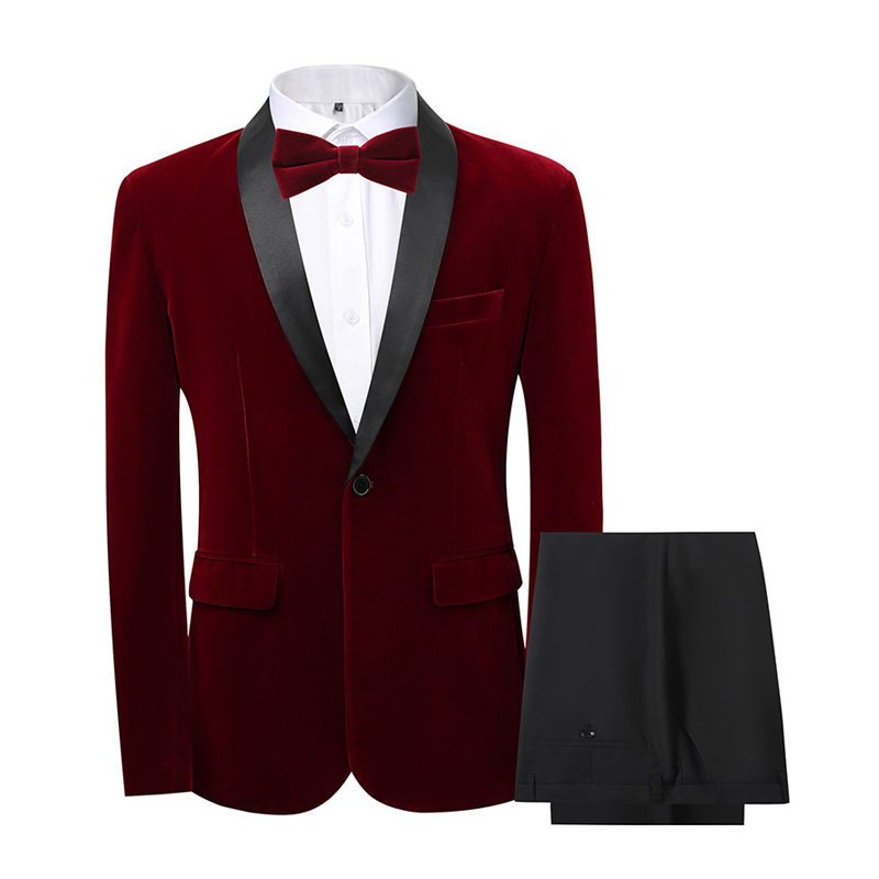 Revers châle simple boutonnage 2 pièces costume homme pour mariage