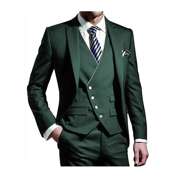 Revers pointu simple boutonnage 3 pièces costume homme pour mariage