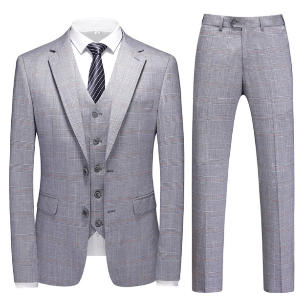 Revers cranté simple boutonnage 3 pièces costume homme pour bal
