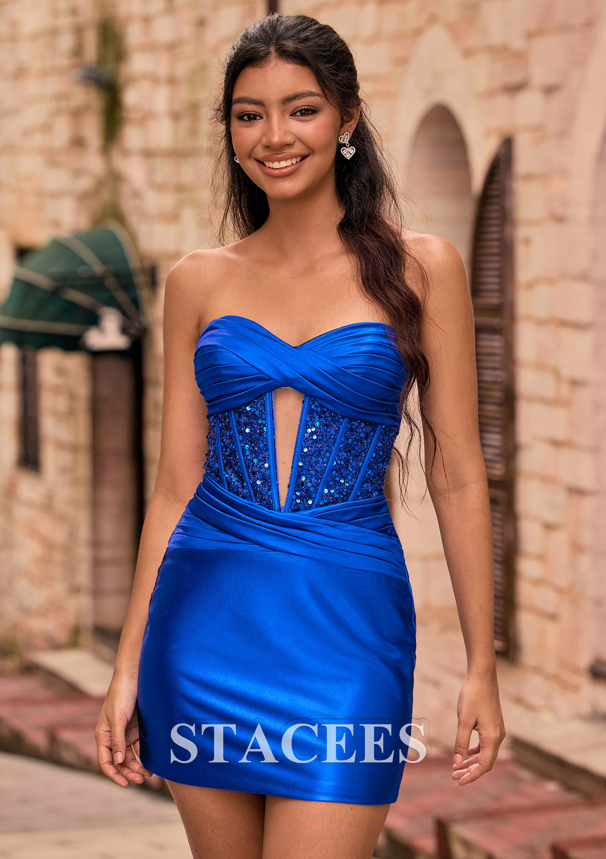 blue keyhole bodycon dress Supernova Knotted Keyhole Midi Bodycon Dress