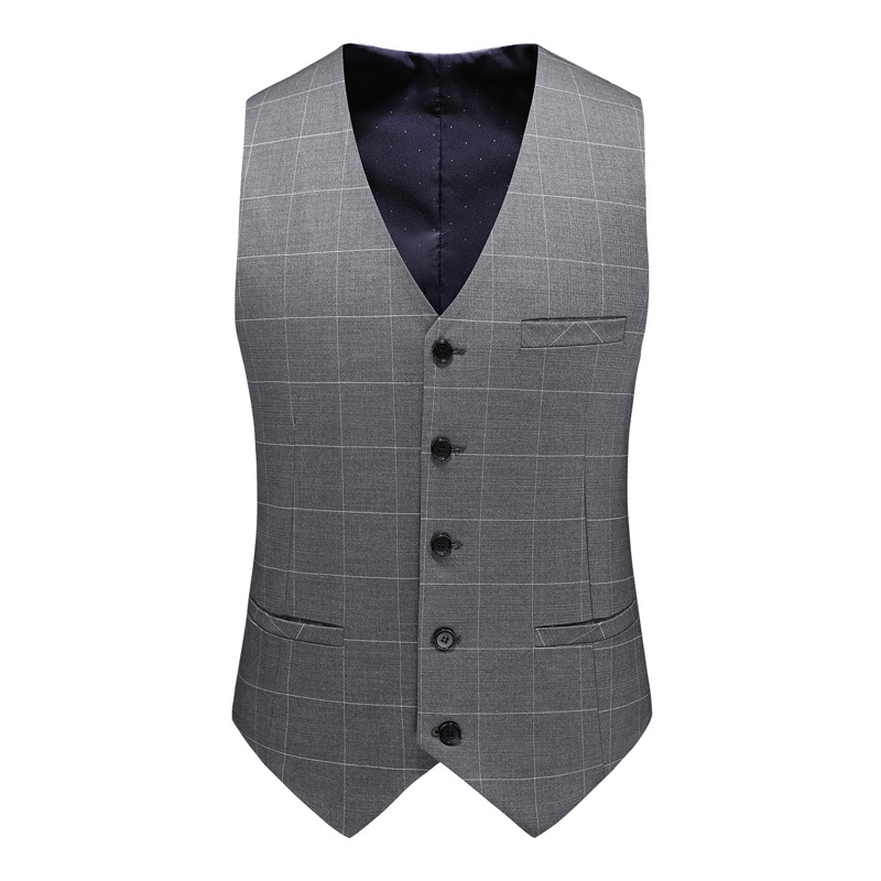 Steel Grey Peak Lapel Double-breasted 3 Piece Men's Wedding Suit  - STACEES