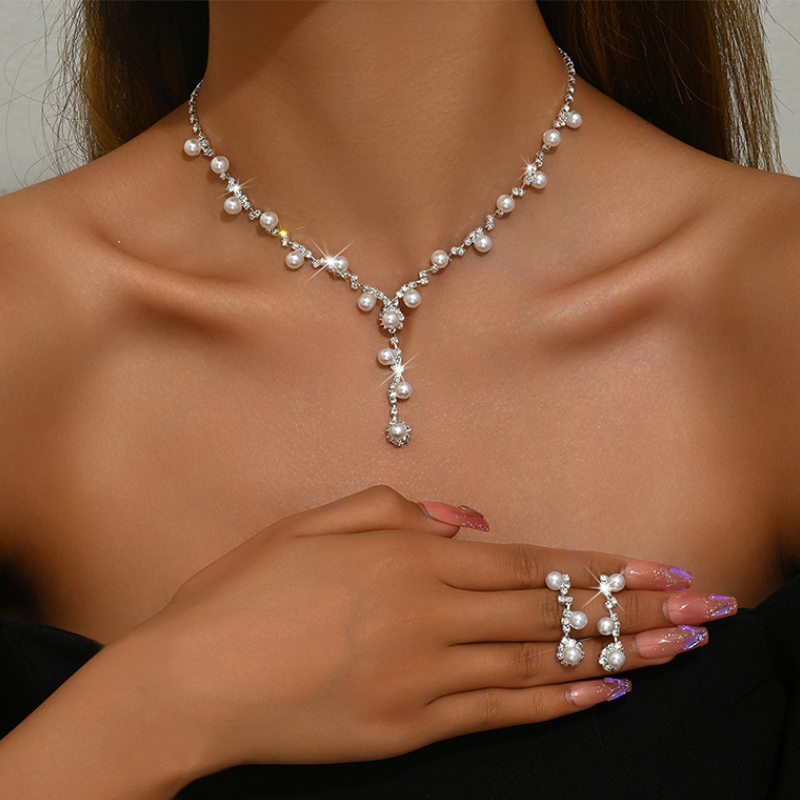 À la mode unique acier au titane perle ensembles de bijoux