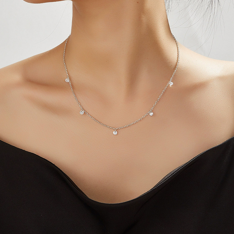 Élégant magnifique argent S925 colliers avec zircone cubique