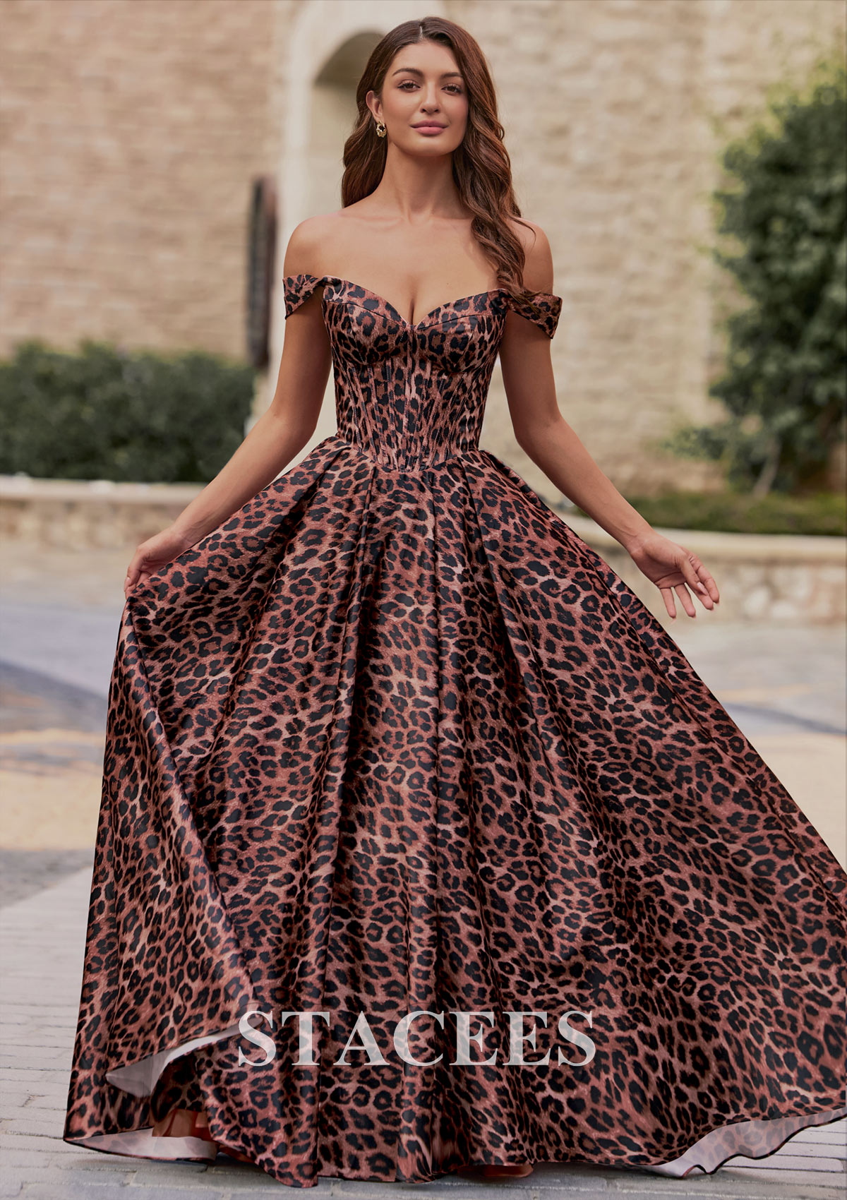 off the shoulder cheetah print dress LEOPARD OFF SHOULDER EVENING GLOVES MAXI DRESS Artofcb