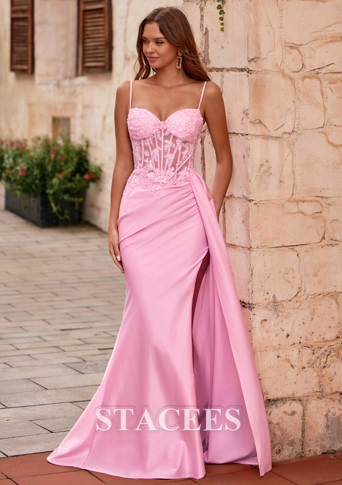 sheer prom dress rhinestones Rowane Burgundy Corset Rhinestone Sheer Lace Prom Dress