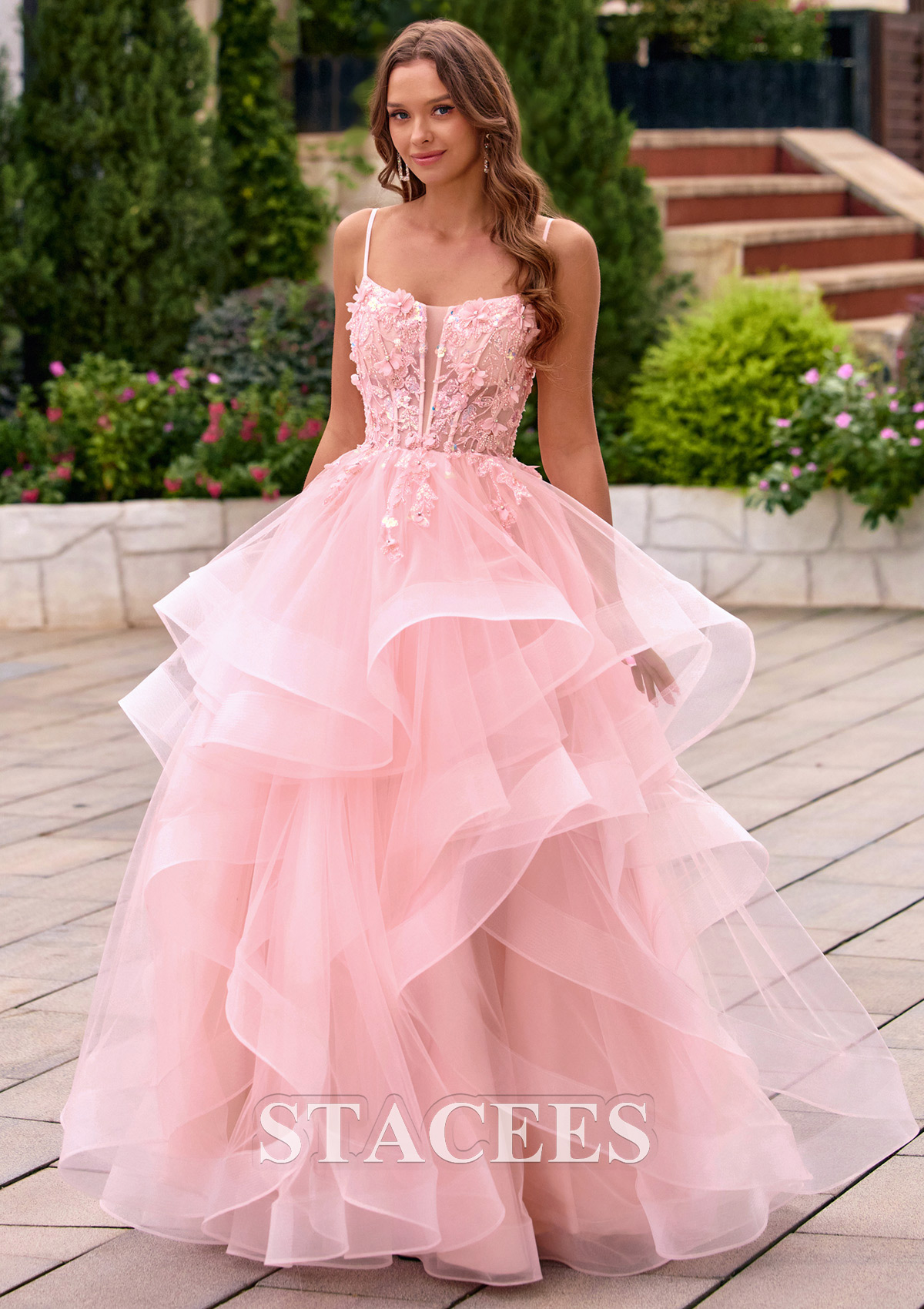 flower applique prom dress Faviana 11230