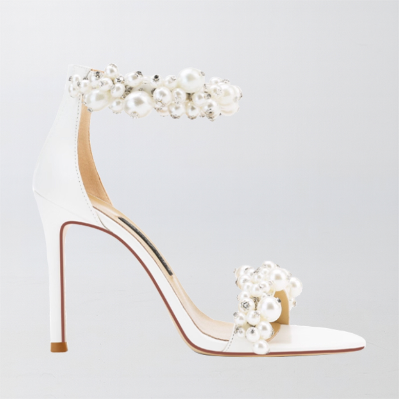 Femmes cuir microfibre talons à bout ouvert sandales bal chaussures de mode