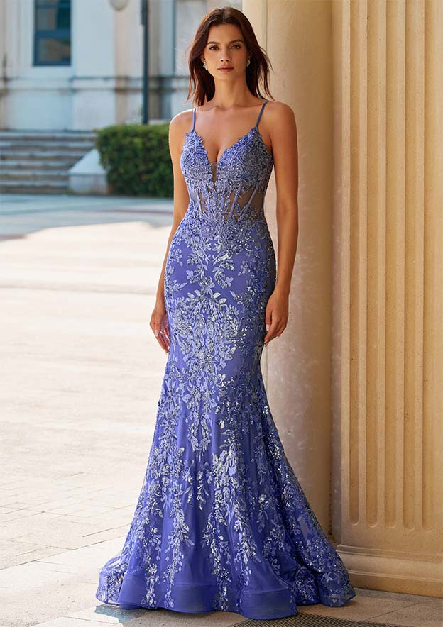 sequin mermaid bridesmaid dress Stacees 2026 Sparkly Sequins Mermaid Prom Dress with Plunging V Neck Illusion Corset
