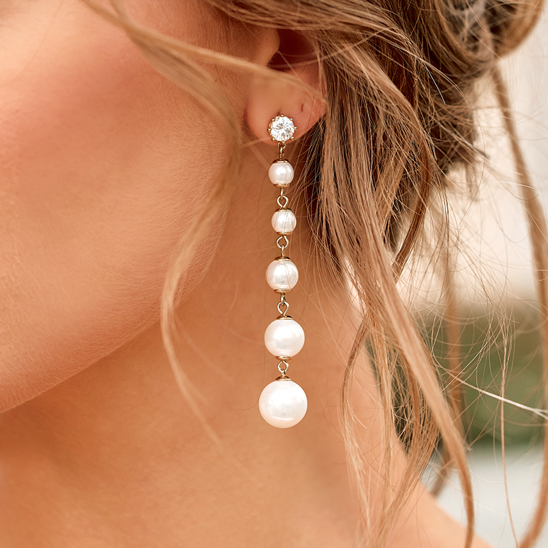 Charming Wedding Cubic Zirconia Pearl Earrings For Bride