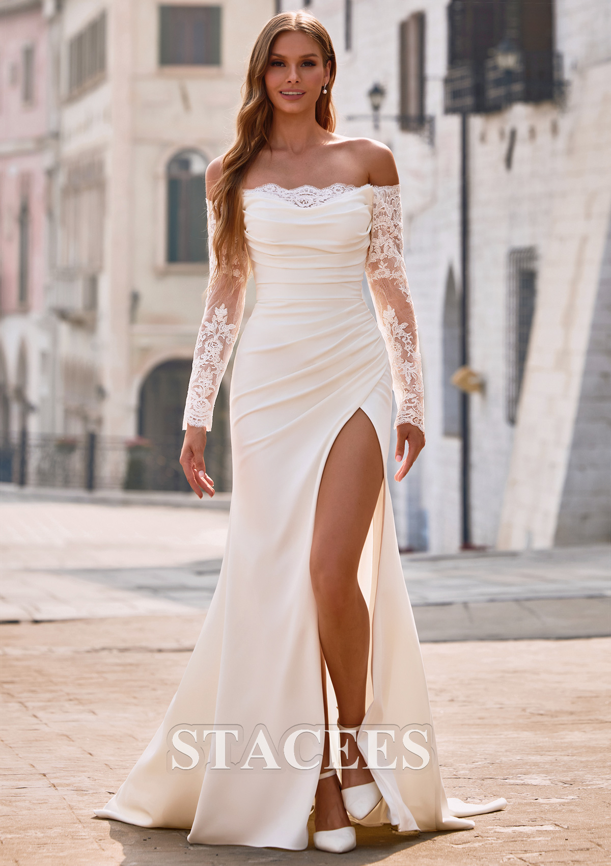 ruched lace wedding dress Strapless Ruched Bodice Pleated Cute Wedding Dress