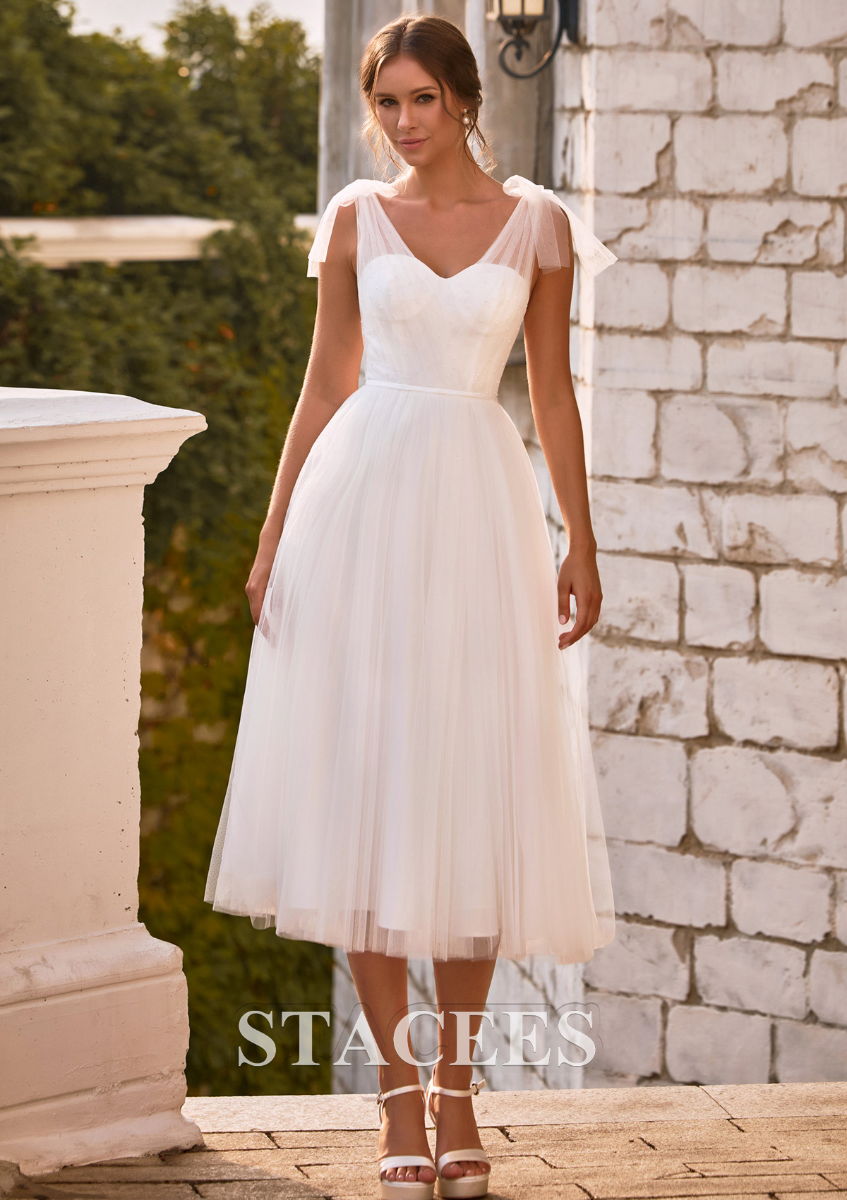 white tulle bridesmaid dresses Ever-Pretty Fairy-Like Cross-Back Straps Tulle Waist Applique Sleeveless Bridesmaid Dress