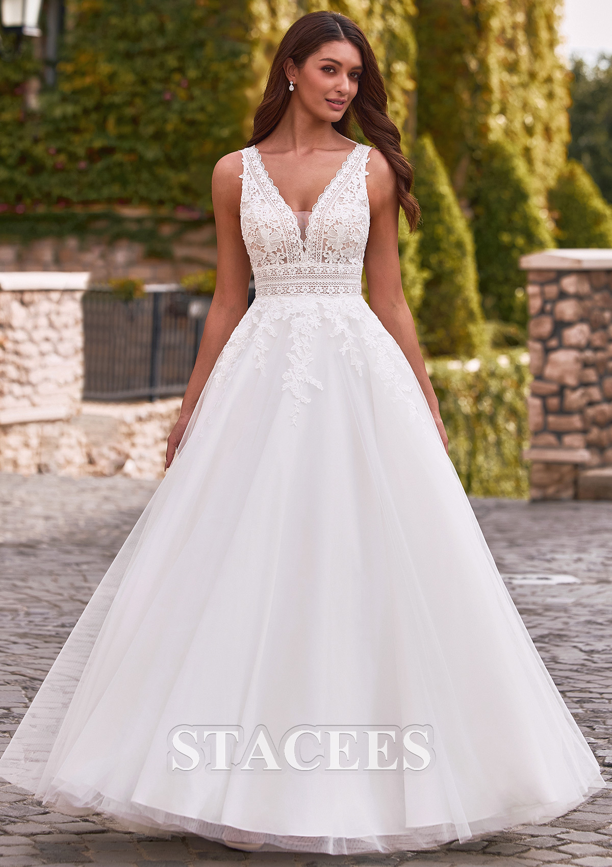 plunging v neck wedding dress Sexy Lace Column with Beaded V-Neckline Fitted V Neck Wedding Dress