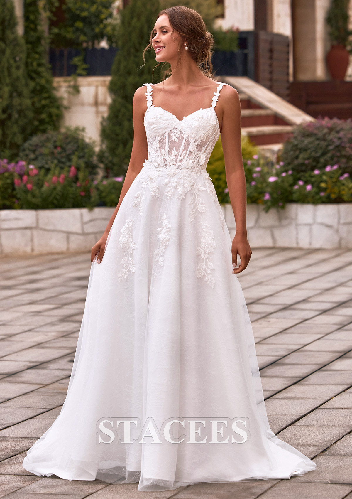 casual tulle wedding dress A-Line Strapless Tulle Casual Wedding Dress Bridal Gowns With Split QW8082