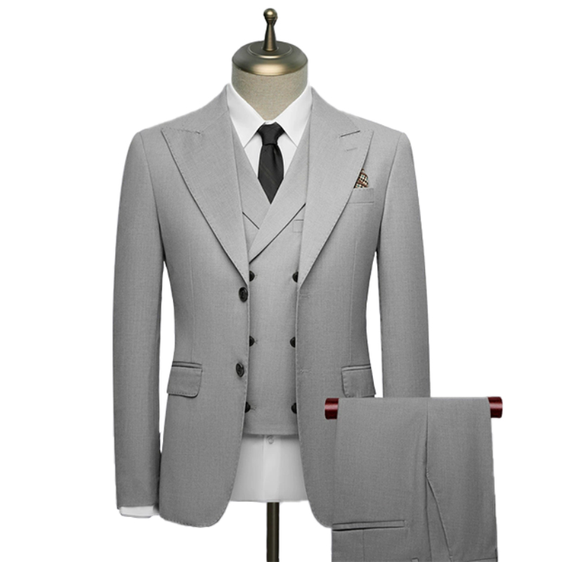 Solapa de pico de un solo pecho traje de tres piezas para hombre de graduación y boda