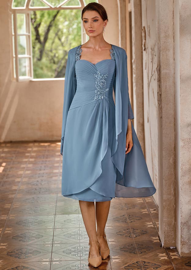 midi mother of the bride dresses Leely Women Dusty Rose Midi Mother of the Bride Dress with Embroidery 3/4 Sleeves Bateau Neck Backless Wedding Guest Dress