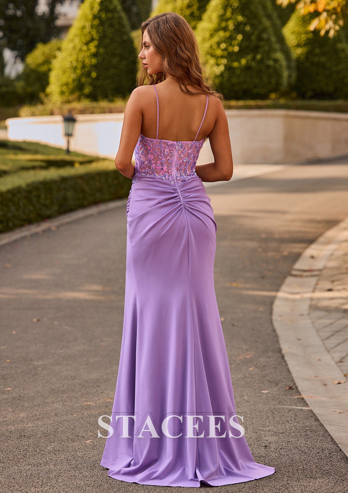 Tahiti Fourreau cache coeur tricot traîne balayage robe de bal  - STACEES