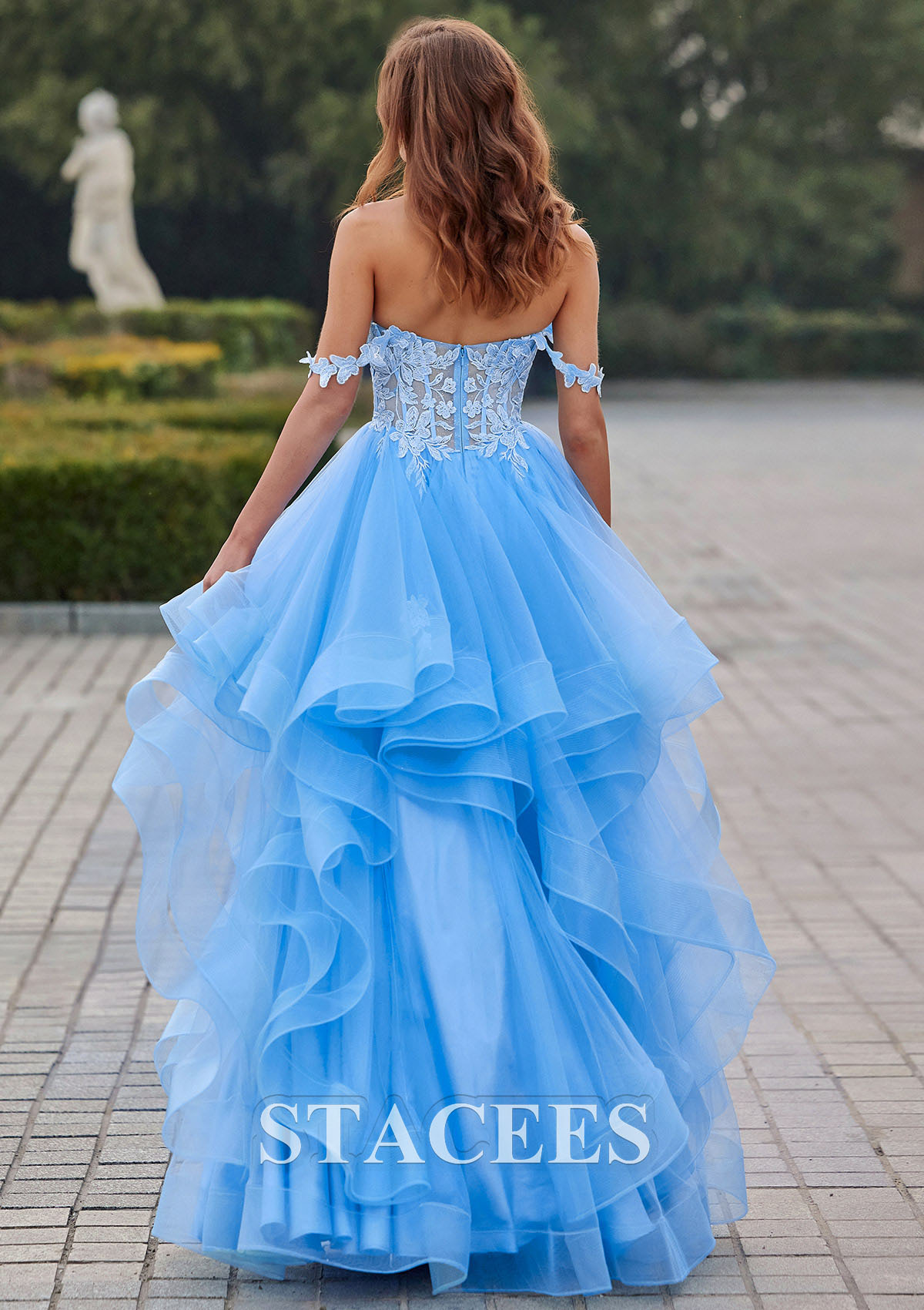 As picture Trapèze princesse épaule dénudée tulle ras du sol robe de bal  - STACEES